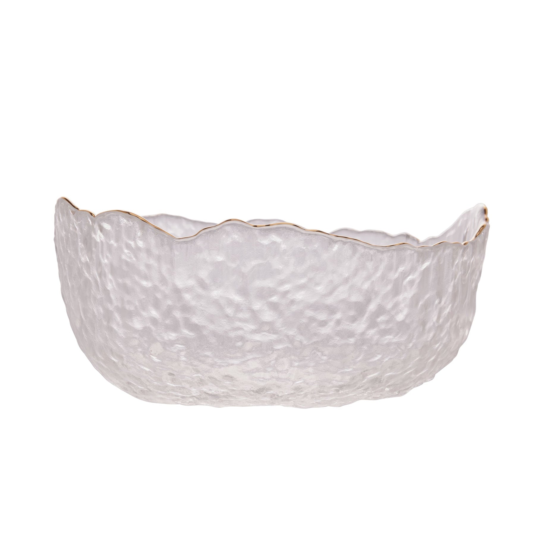 Bowl Cristal de Chumbo Martelado com Borda Dourado Taj 19cm