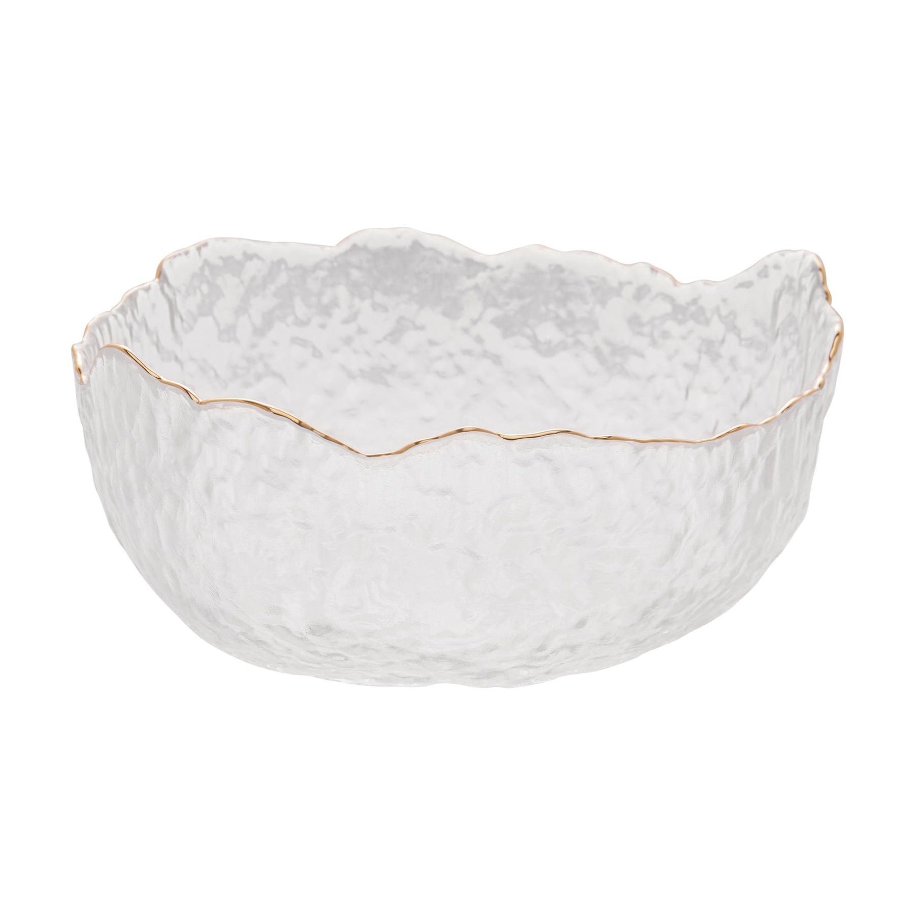 Bowl Cristal de Chumbo Martelado com Borda Dourado Taj 19cm