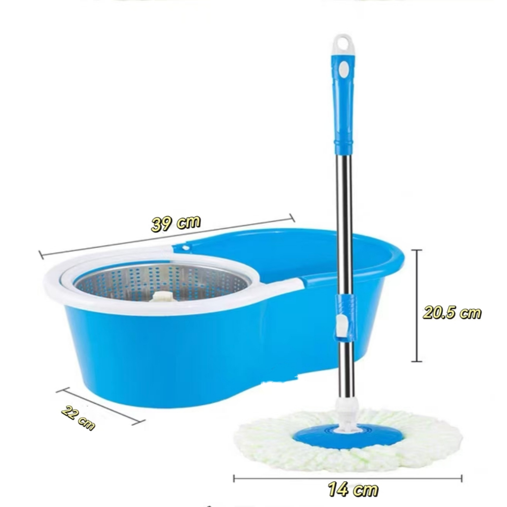 Kit Mop Giratório Com Balde e Cesto de Centrifugação Em Inox