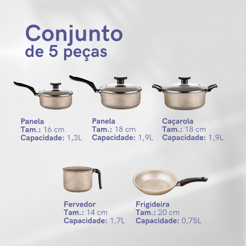 Conjunto de Panelas Antiaderente Premium Imperial (8 Peças)