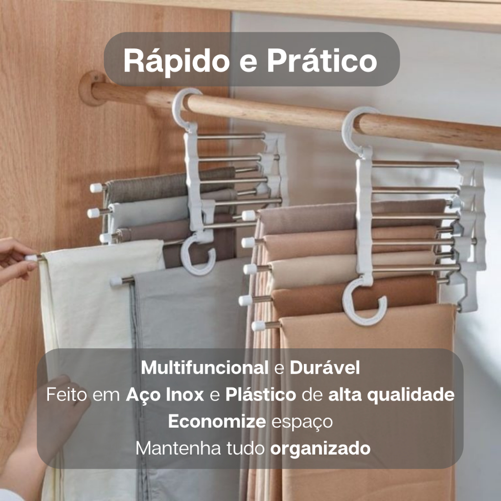 Kit 2 Cabides Multiuso 5 em 1