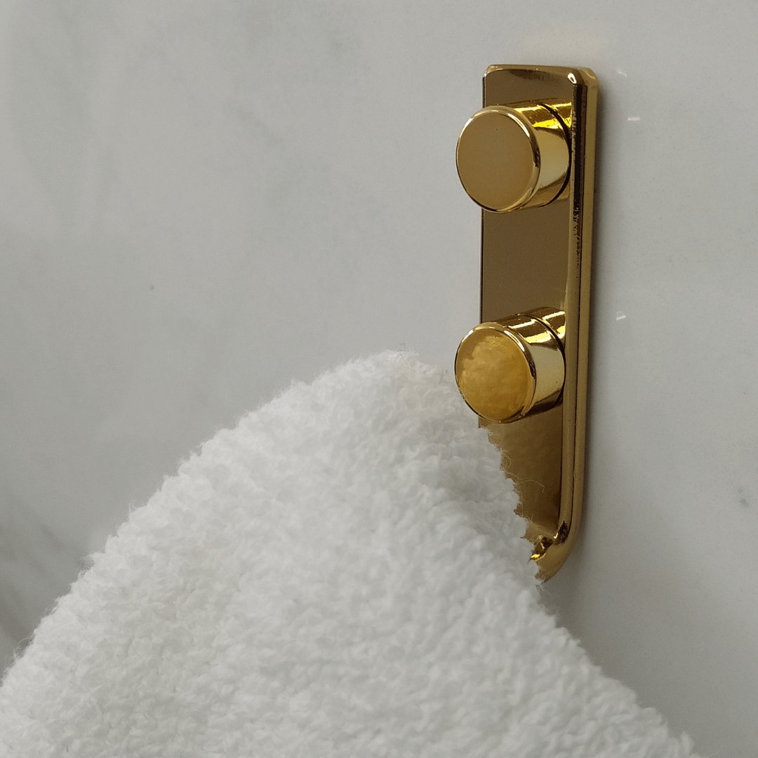 Cabide Suporte Multiuso para Toalha de Parede Fixação Parafuso Dourado
