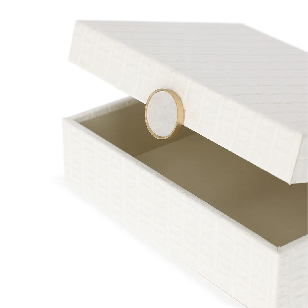 Caixa Decorativa em MDF e PU Branca 32,5cm G