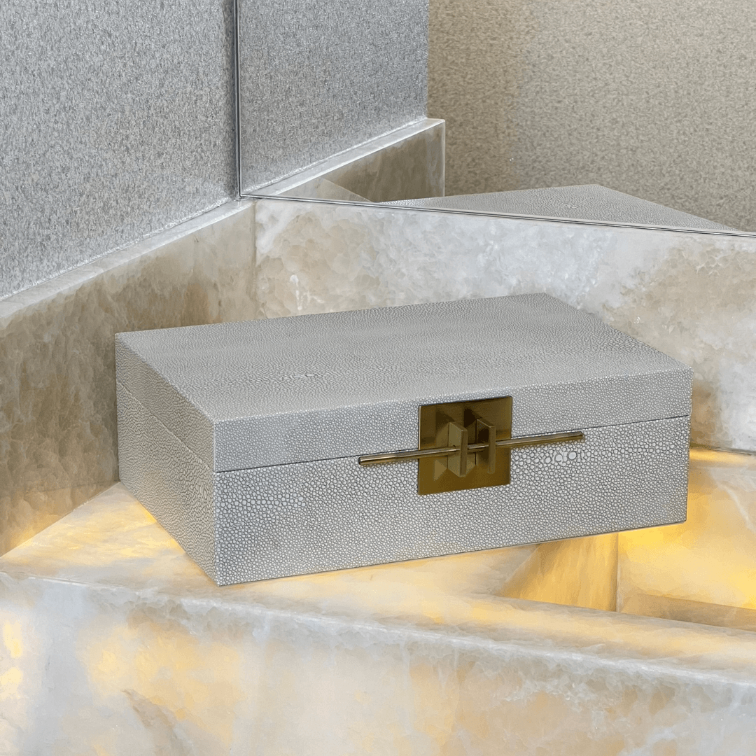 Caixa Decorativa em MDF e PU Cinza 32,5cm G
