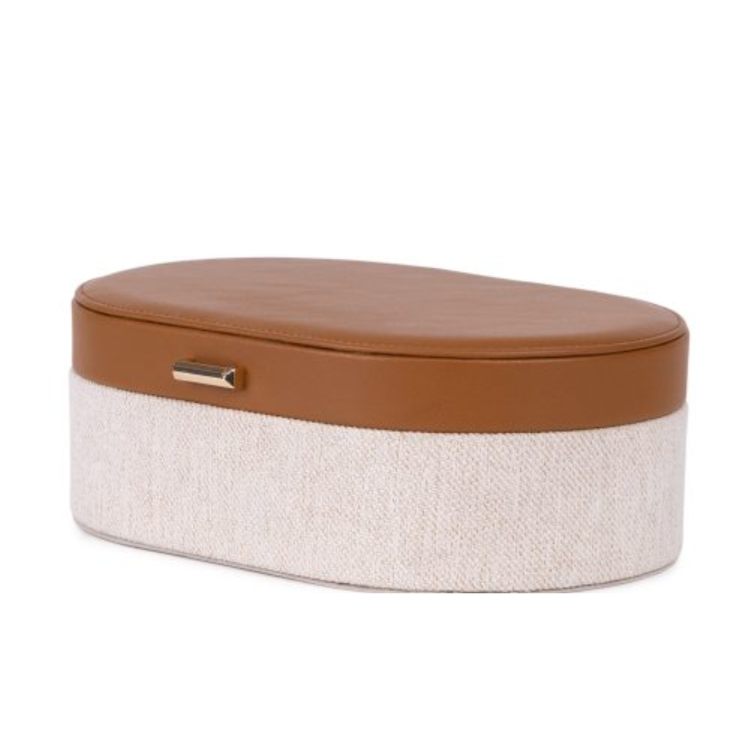 Caixa Decorativa em MDF e PU Marrom e Bege 52cm