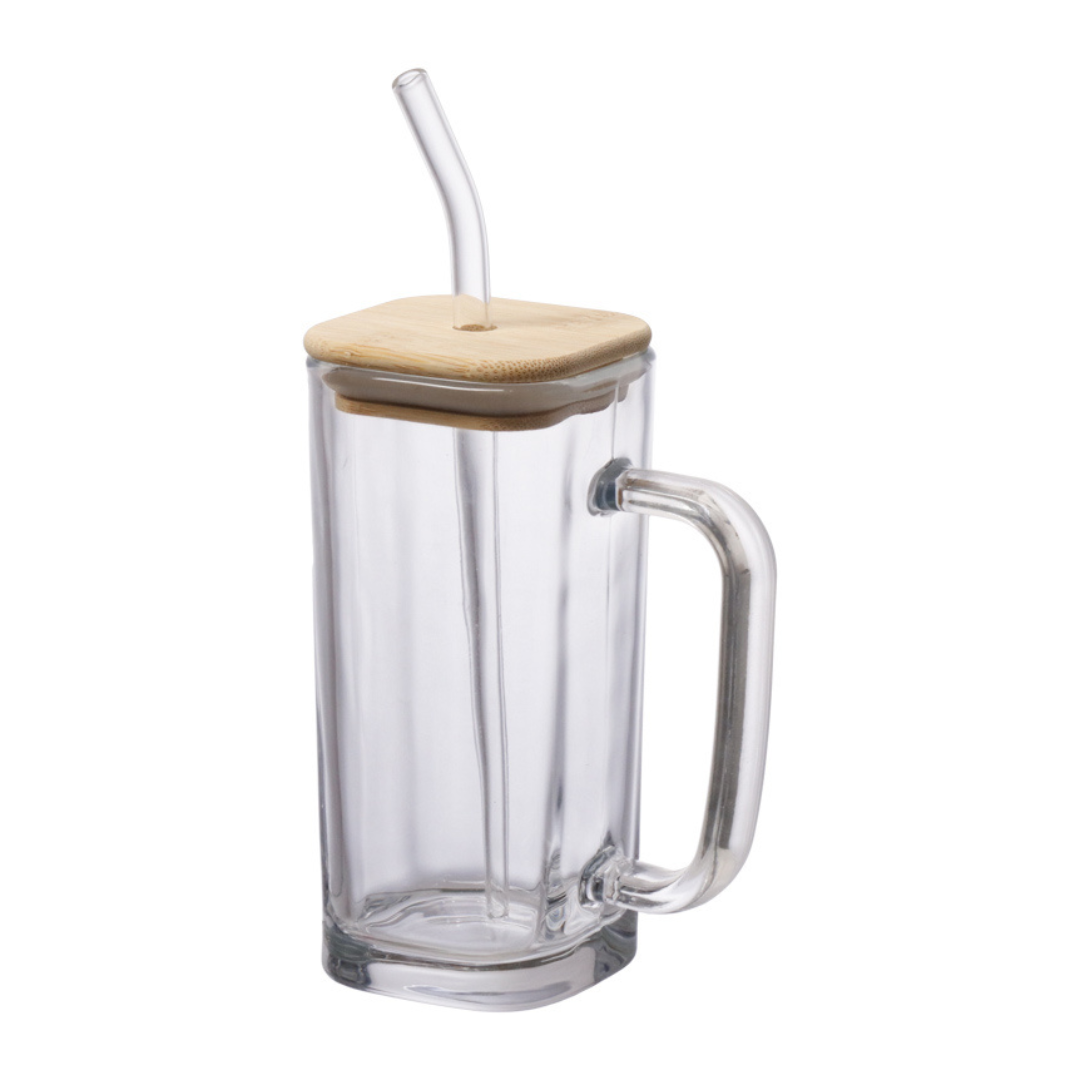 Caneca com Tampa de Bambu e Canudo Accio 290ML
