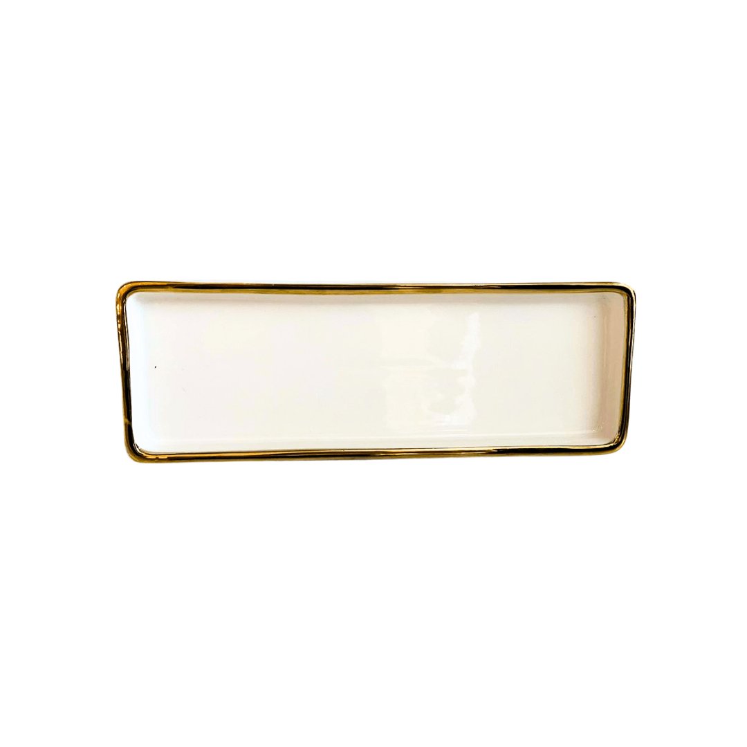 Centro de Mesa Retangular Branco 25,5cm