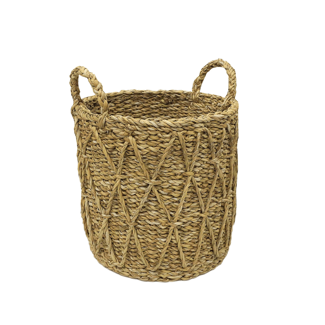 Cesto em Seagrass Trançado com Alças Caubi 36cm