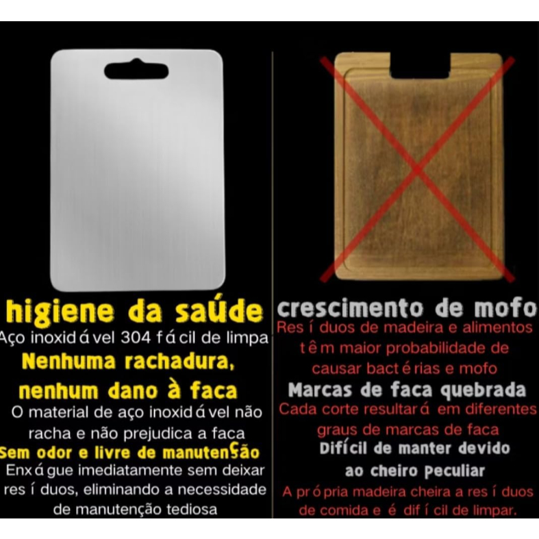 Tábua de Corte em Aço Inoxidável 304