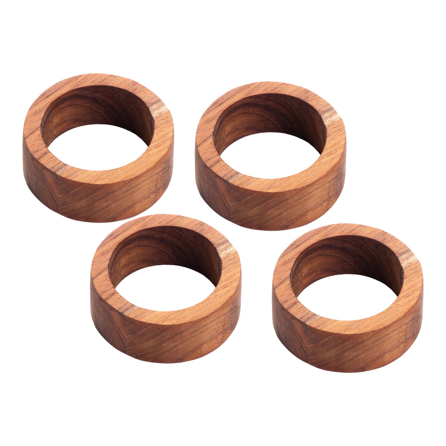 Conjunto 4 Anéis de Madeira para Guardanapo Marrom 8,4cm