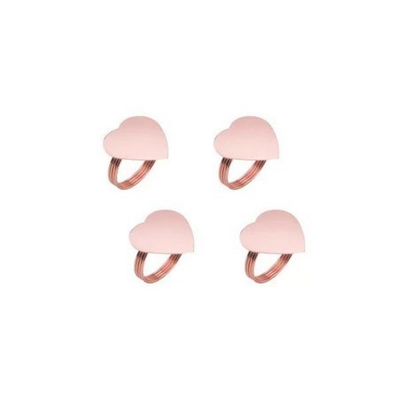 Conjunto 4 Anéis Para Guardanapo Coração Anel De Zamac Heart Rose Gold