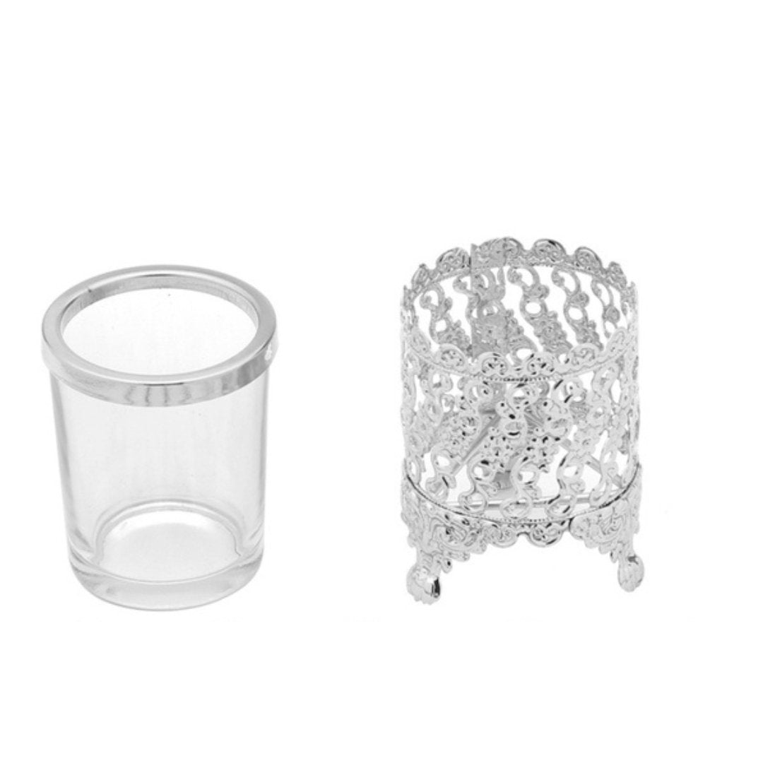 Conjunto 6 Colheres Com Suporte De Zamac Niquelado Crystal 14cm