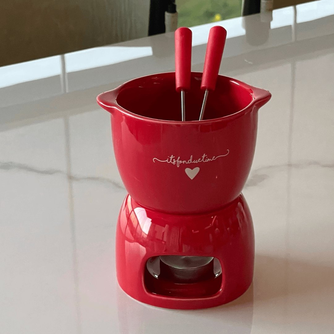 Conjunto de Fondue L'Amour em Cerâmica Vermelho 5 Peças 300ml