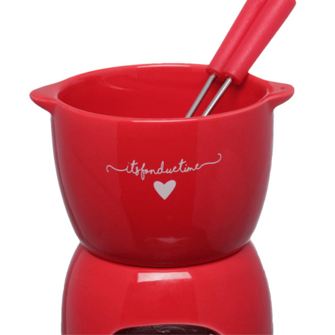Conjunto de Fondue L'Amour em Cerâmica Vermelho 5 Peças 300ml