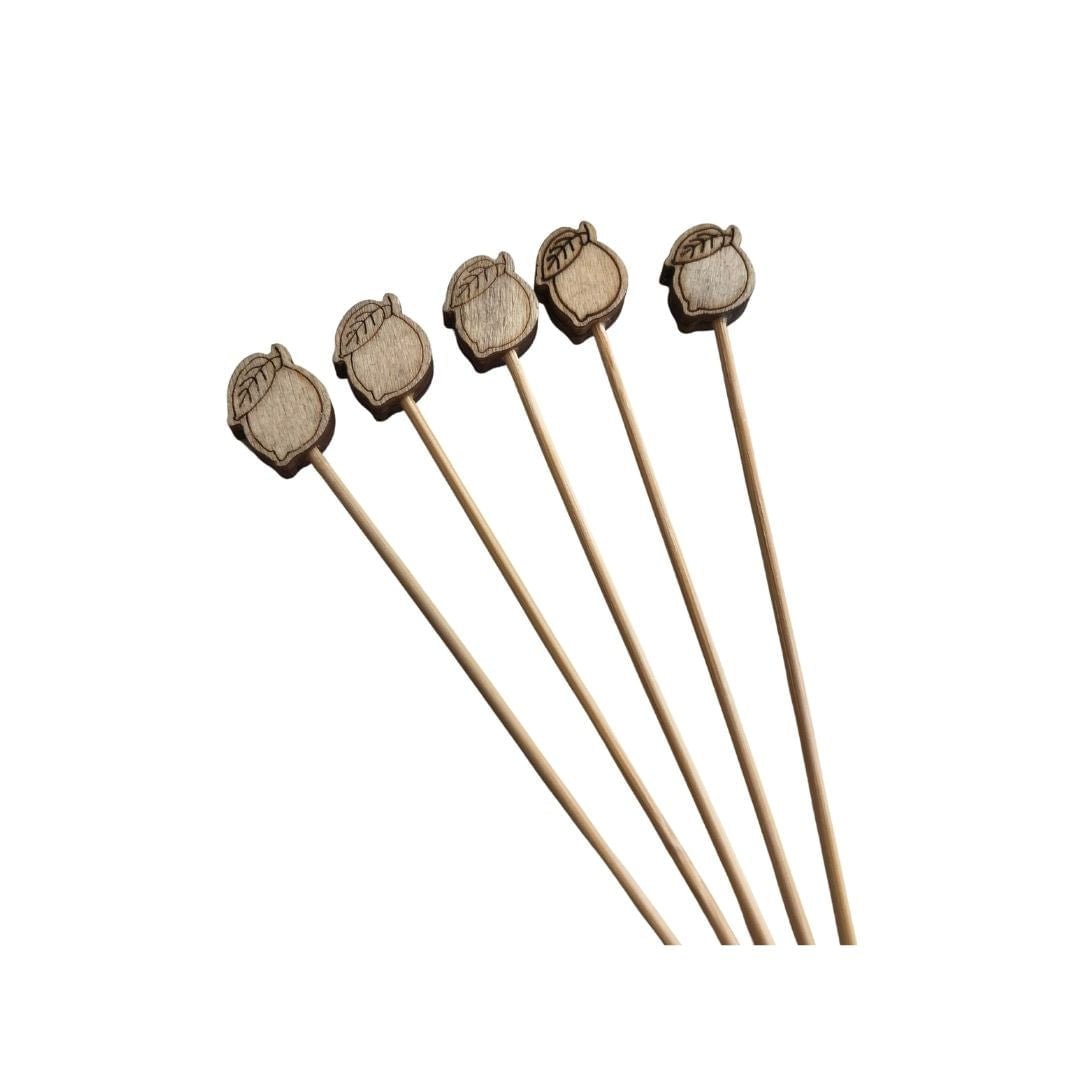 Conjunto de Palitos de Madeira Petiscos Frutas com 10 peças 10cm