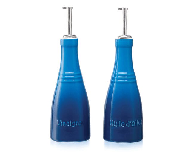 Conjunto Galheteiro Porta Óleo Azeite e Vinagre Azul Marseille Le Creuset