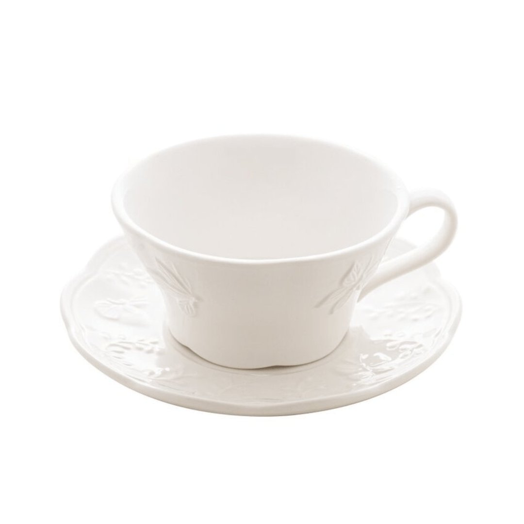 Conjunto para Chá 3 Peças de Porcelana New Bone Butterfly Flower
