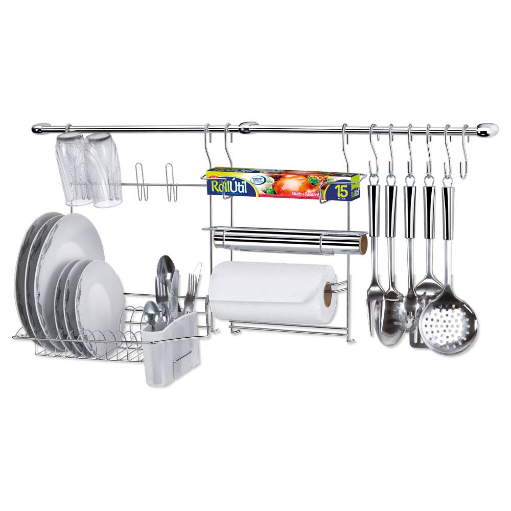 Cook Home 9 - Barra Pendurar Cozinha Aço Cromado