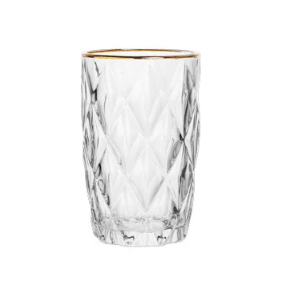 Copo Alto de Vidro Diamond com Fio de Ouro - 350ml