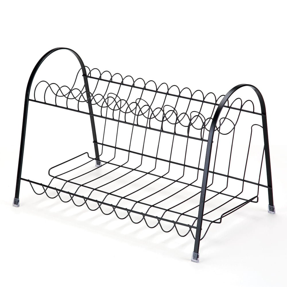 Escorredor De Pratos Dois Andares Max Duplo Aço Preto Black Luxo