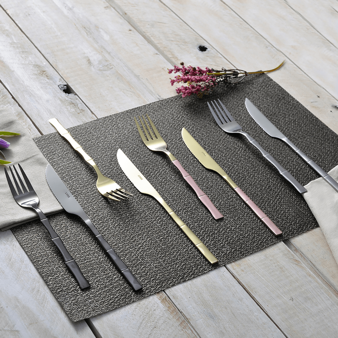 Faqueiro Elegant Estilo Bambu em Aço Inox 16 Peças