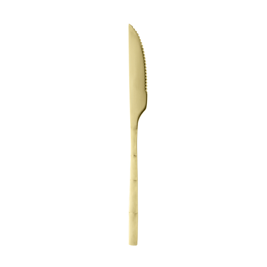 Faqueiro Elegant Estilo Bambu em Aço Inox Champanhe 16 Peças