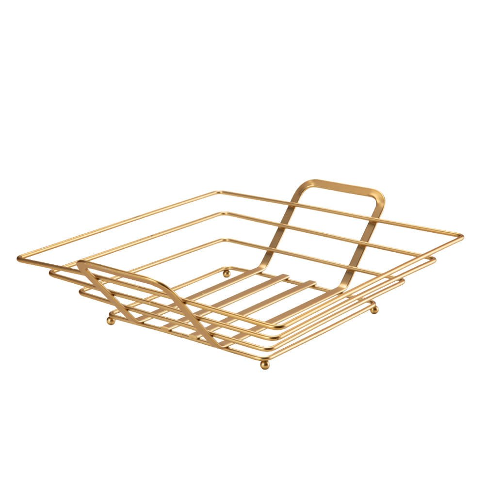 Fruteira de Mesa Quadrada Dourada
