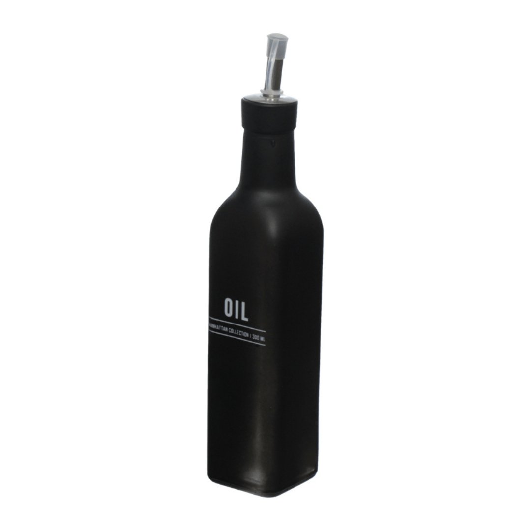 Galheteiro para Azeite de Vidro Manhattan Preto 300ml