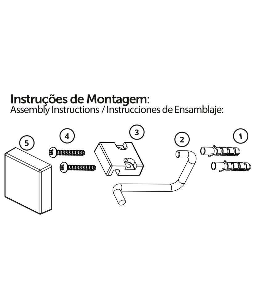 Gancho Duplo com Fixação Parafuso Preto Fosco