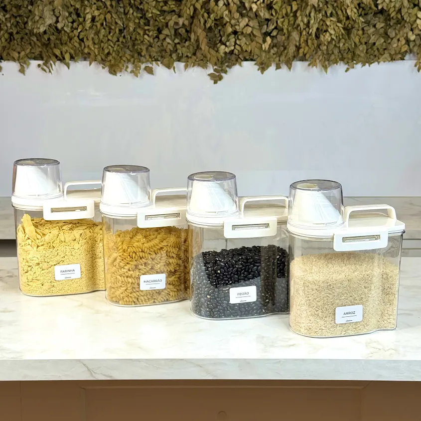 Kit 4 Potes Hermético com Copo Medidor Premium 1,5 Litros