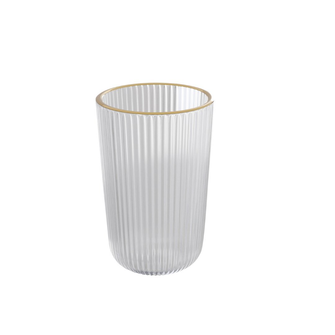 Jogo 2 Copos Altos de Vidro Lines com Fio de Ouro 450ml