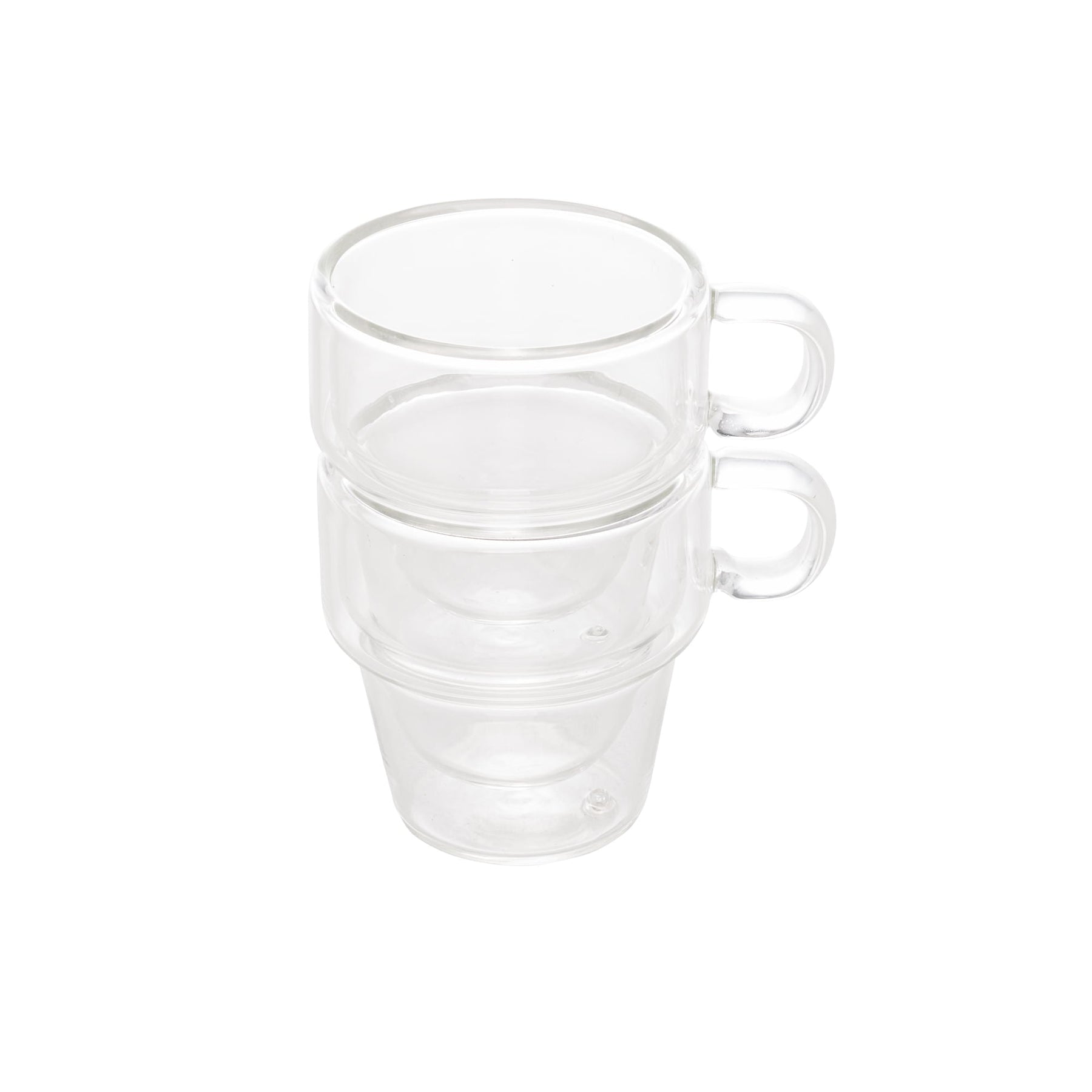 Jogo 2 Xícaras de Café Empilhável Parede Dupla Vidro Borossilicato 90ml