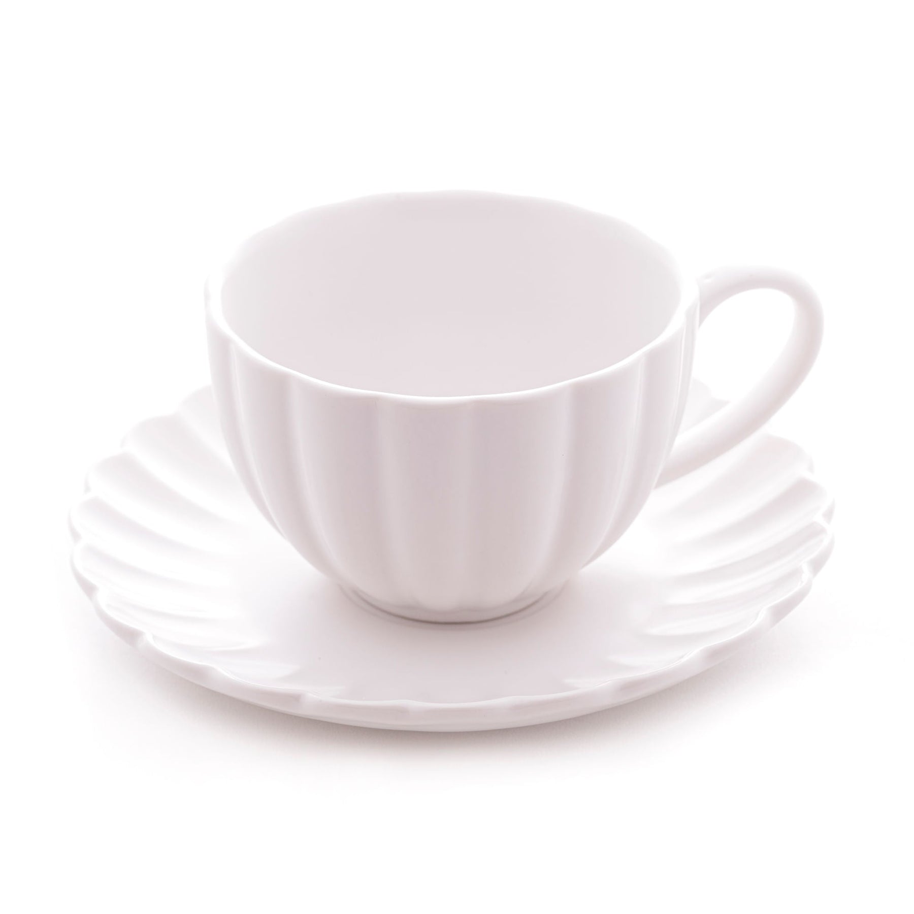 Jogo 2 Xicaras de Chá Porcelana com Pires Petala Branco 160ml