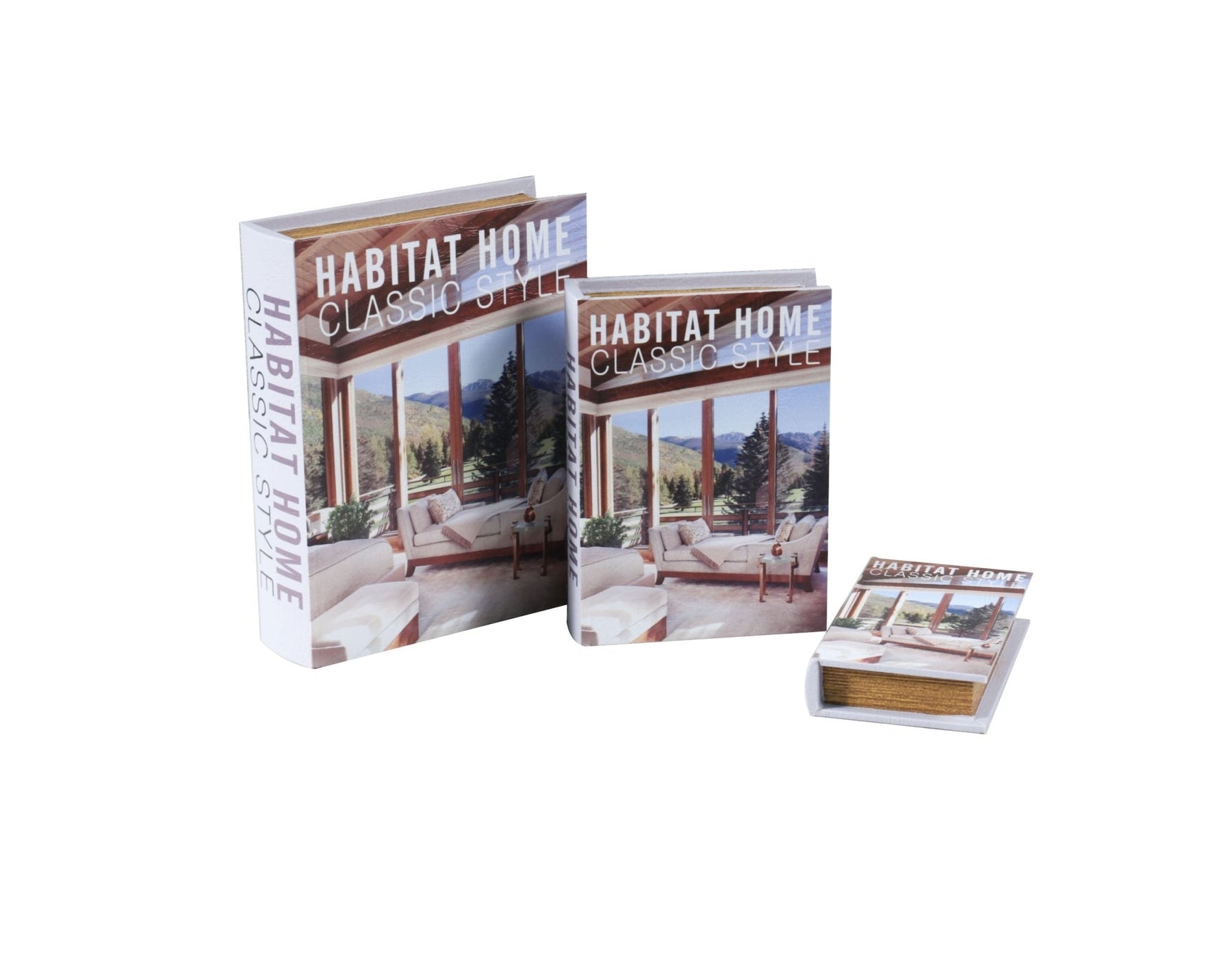 Jogo 3 Caixas Livros em MDF Desenho Habitat