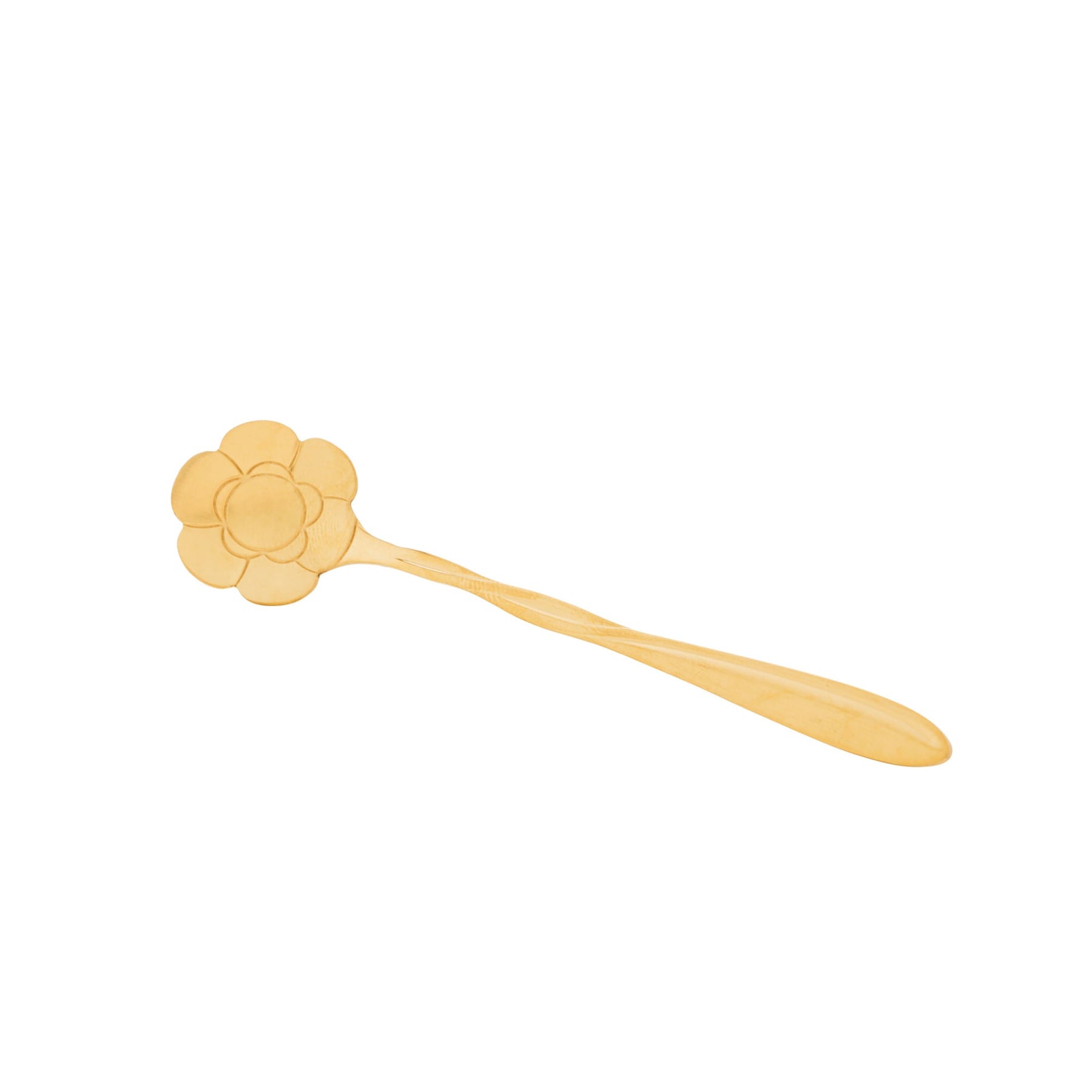 Jogo 4 Colheres para Chá Flores Aço Inox Dourado