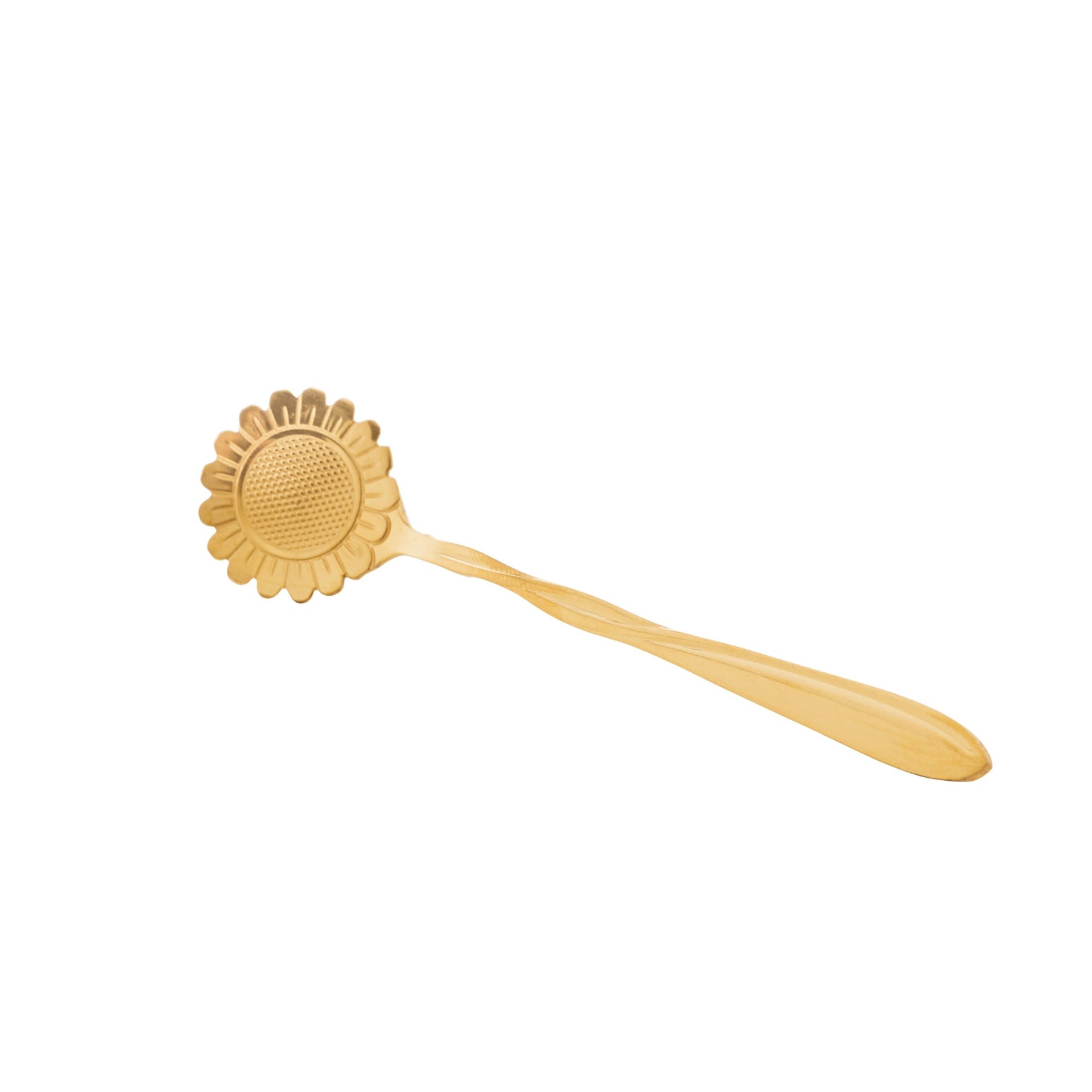 Jogo 4 Colheres para Chá Flores Aço Inox Dourado