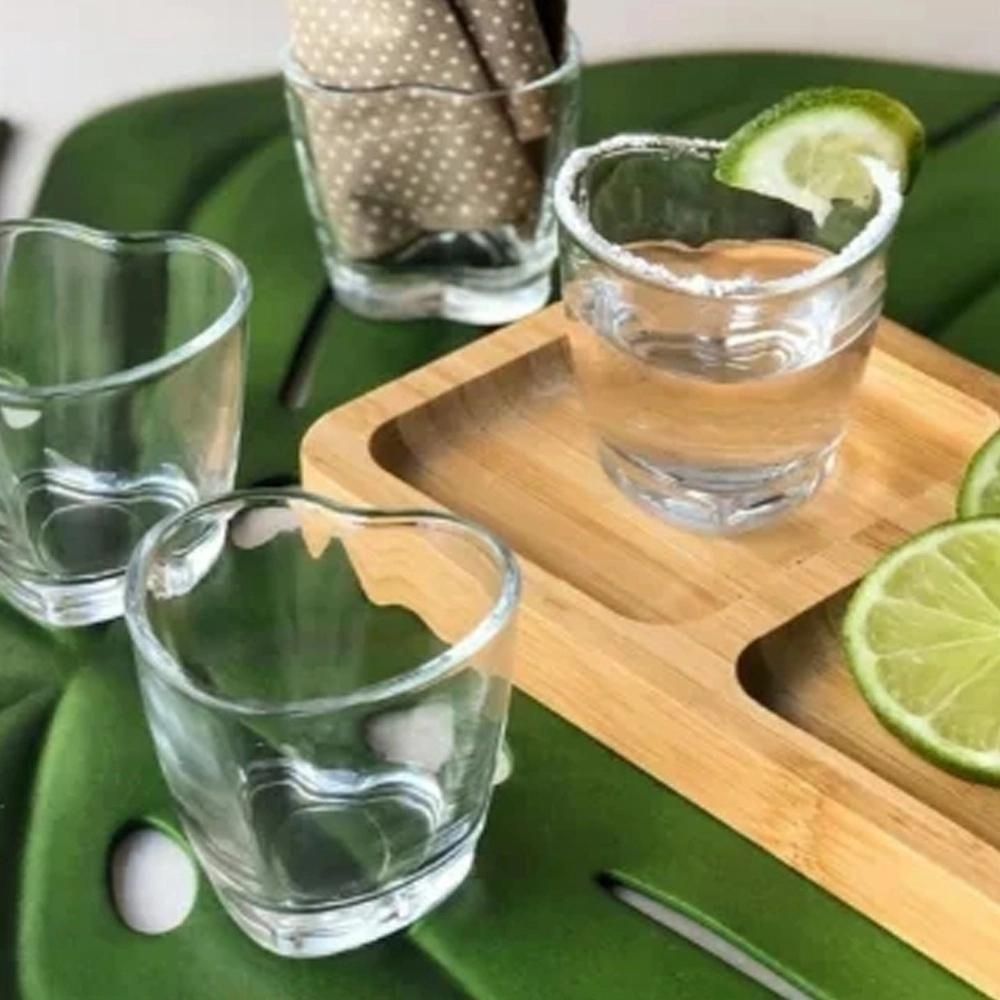 Jogo 4 Copos Para Shot Licor de Vidro Coração 50ml