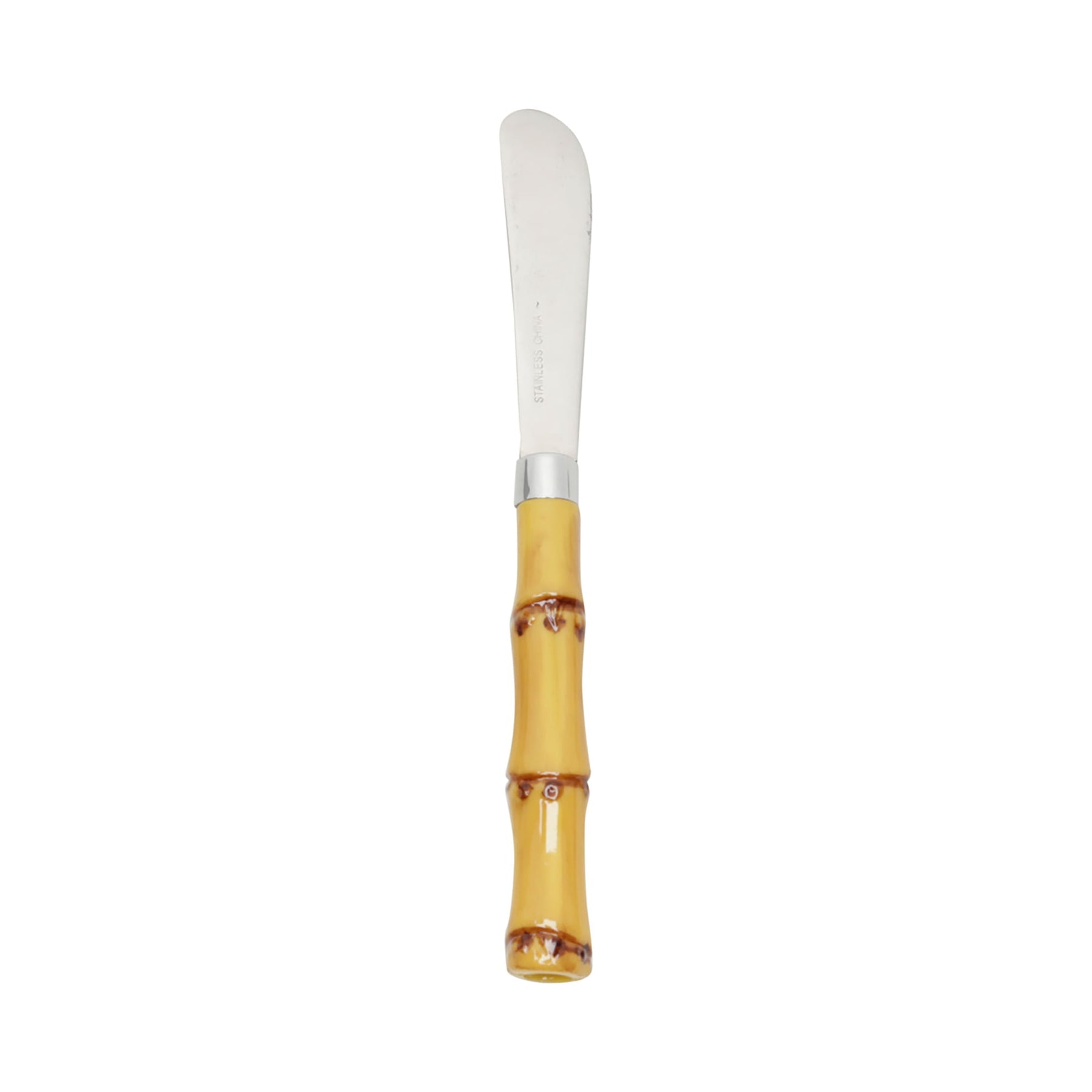 Jogo 4 Espátulas Luxo Bambu em Aço Inox com Cabo de Plástico 16cm