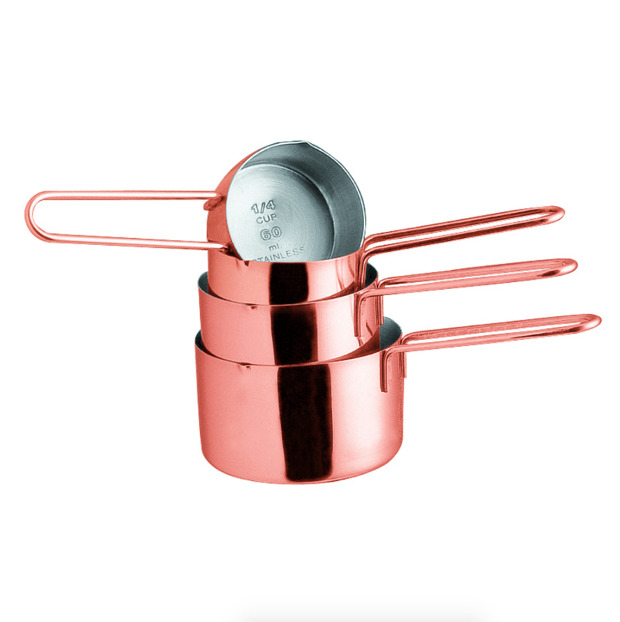 Jogo 4 Medidores em Aço Inox Rose Gold P 60ml M 80ml G 125ml GG 250ml