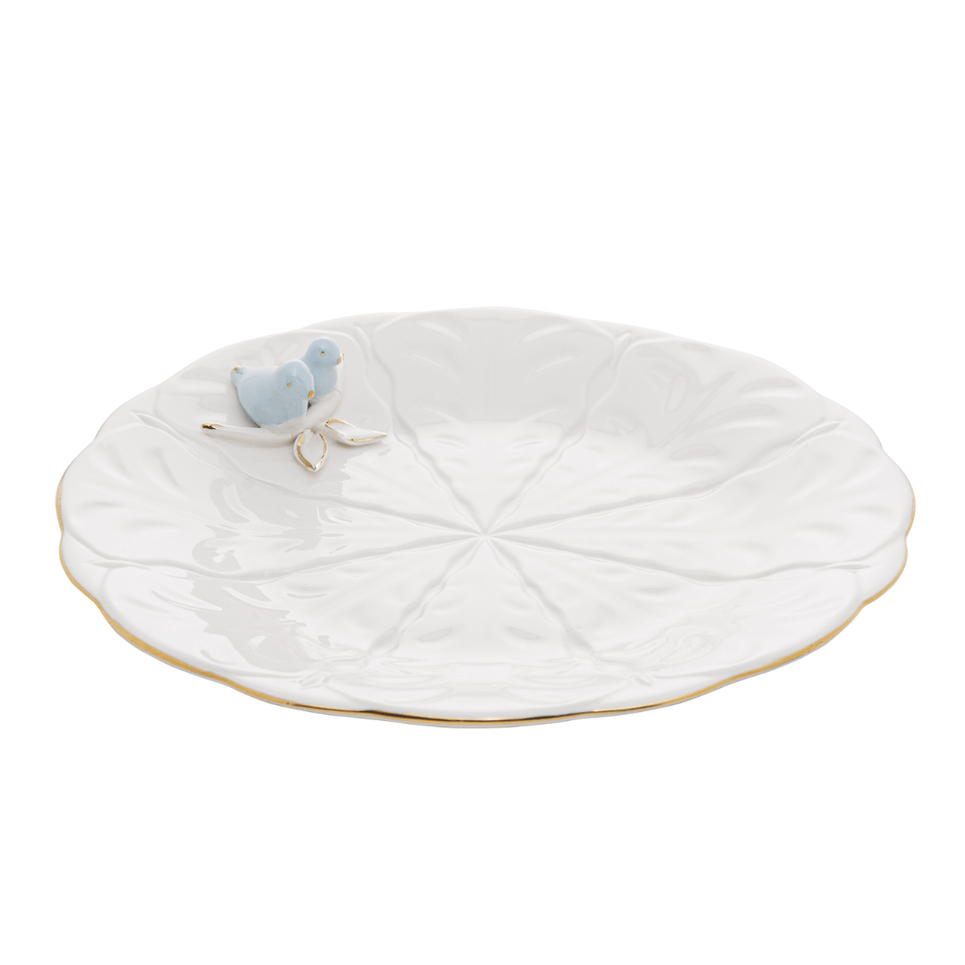 Jogo 4 Pratos para Sobremesa Bird Porcelana Branco 20cm
