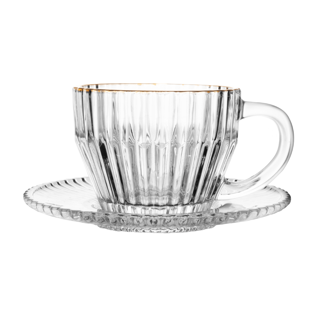 Jogo 4 Xícaras de Café em Cristal Imperatriz Fio de Ouro 110ml