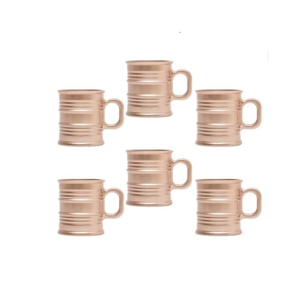 Jogo 6 Canecas de Vidro Vintage Rose Gold 95ml