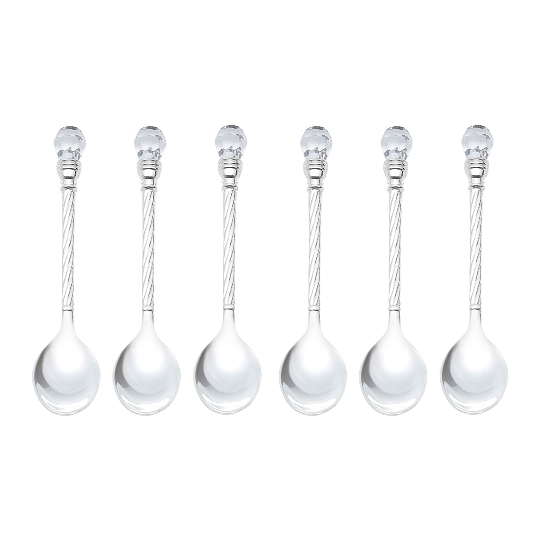 Jogo 6 Colheres de Café Zamac Crystal Niquelado 11cm