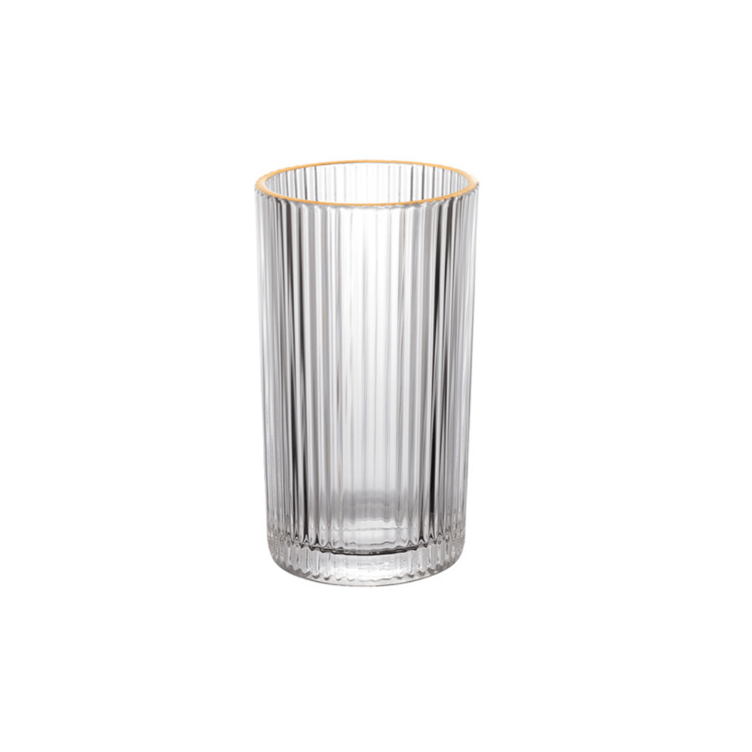 Jogo 6 Copos Altos Long Drink com Borda Dourada Graffiato 420ml