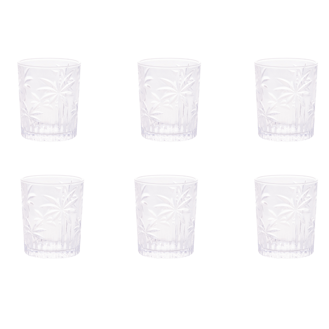 Jogo 6 Copos Baixos Palm Tree Cristal de Chumbo 340ml