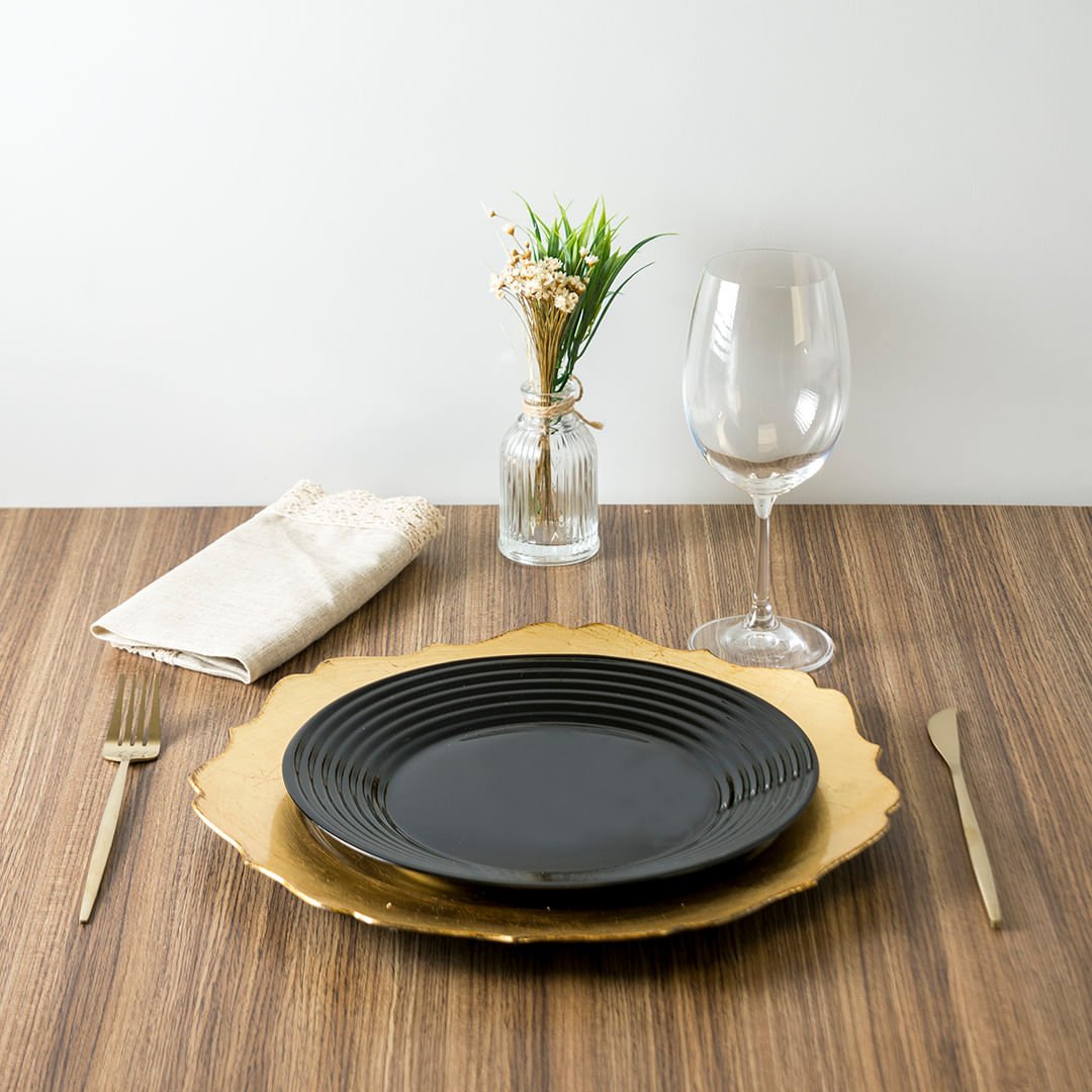 Jogo 6 Facas para Mesa Opera Aço Inox Dourado 22cm