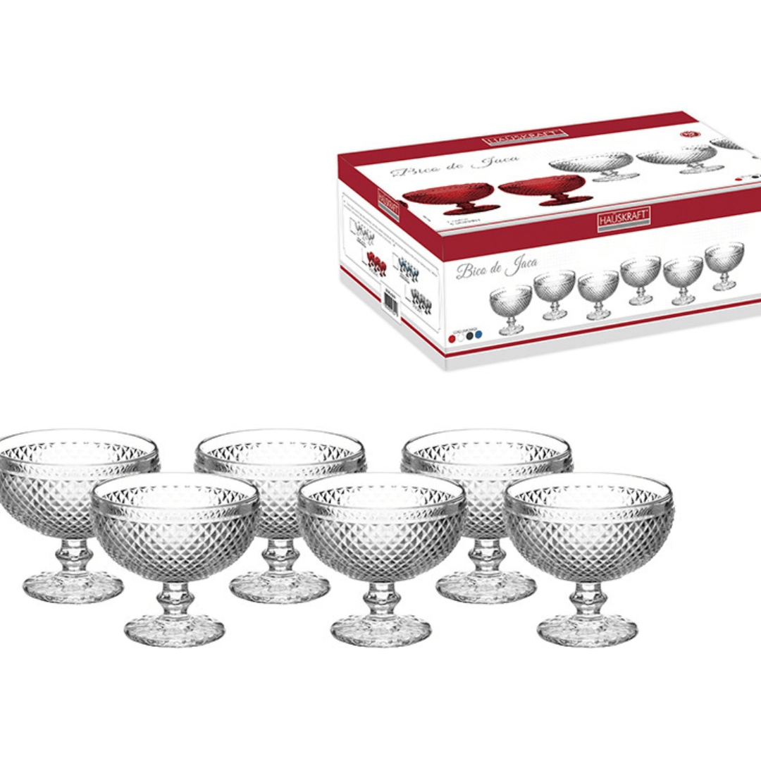 Jogo 6 Taças para Sobremesa Bico de Jaca de Vidro 390ml