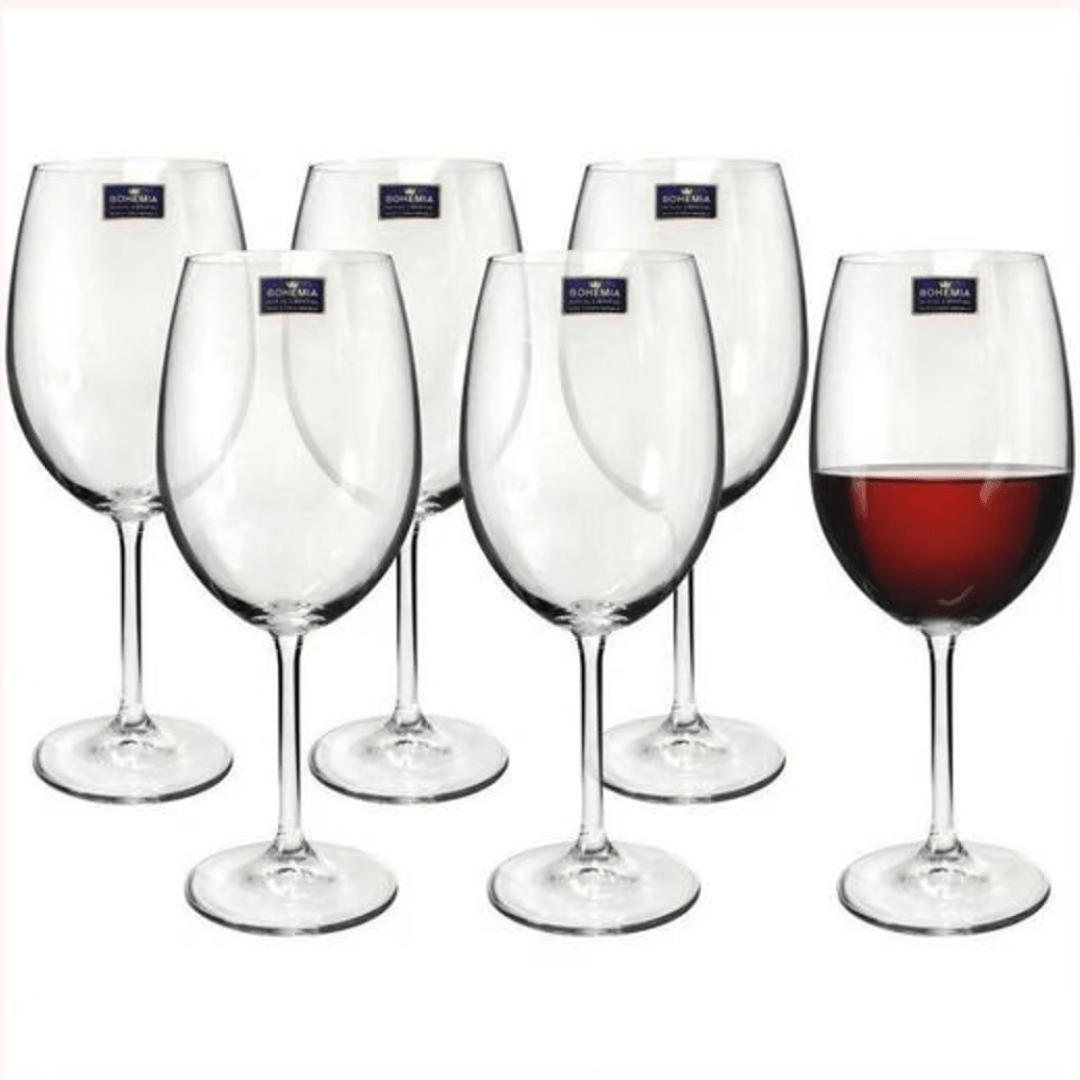 Jogo 6 Taças Vinho Tinto Cristal Titânio Colibri Bohemia 580ml