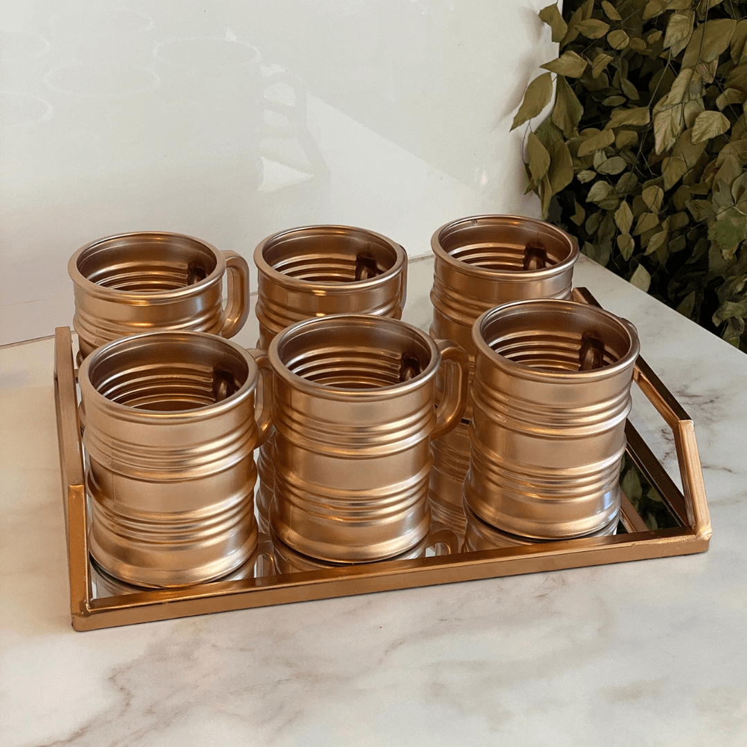 Jogo 6 Xícaras Coffee Time Café Rose Gold 85ml