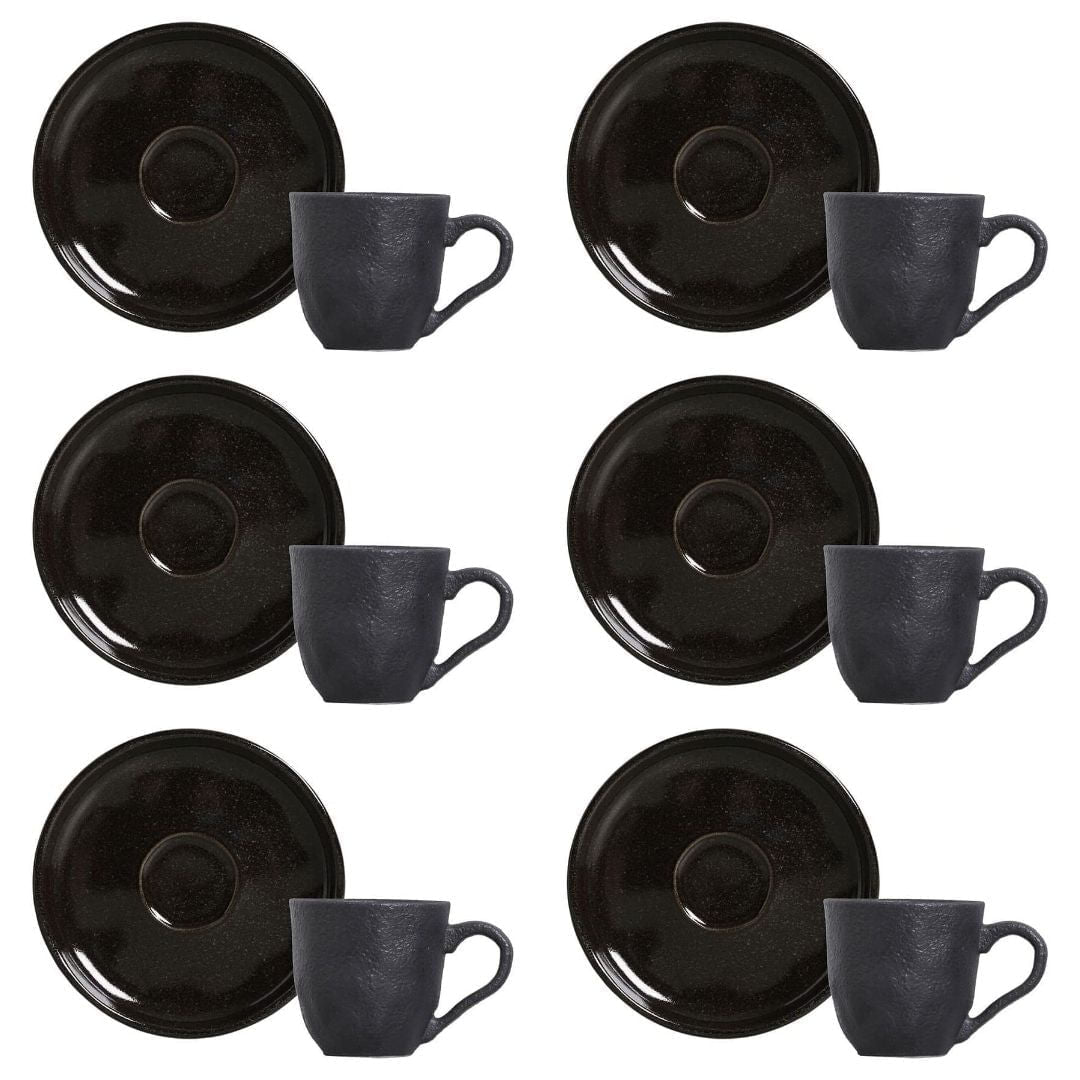 Jogo 6 Xícaras de Café com Píres Bio Black Sand 120ml